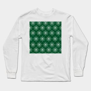 Snowflake Flower Pattern - Green Long Sleeve T-Shirt